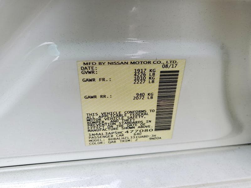 2017 NISSAN ALTIMA 2.5 SR 12