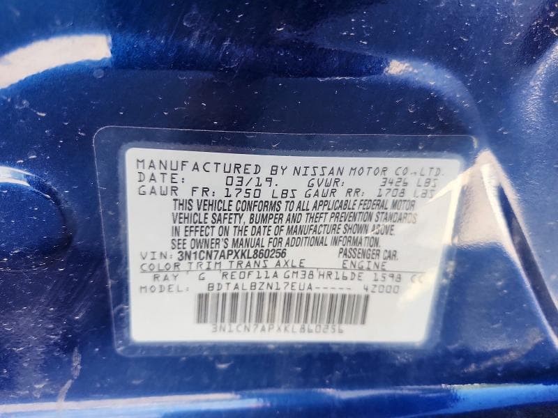 2019 NISSAN VERSA S S 12