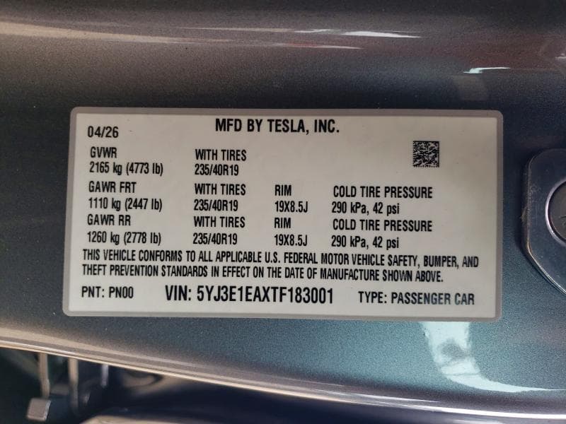 2026 TESLA MODEL 3 12