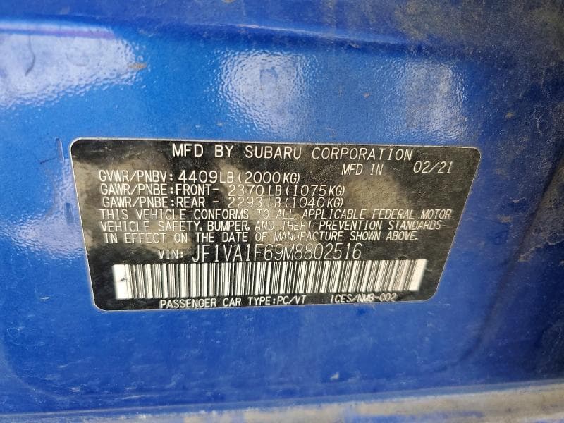 2021 SUBARU WRX PREMIUM 13