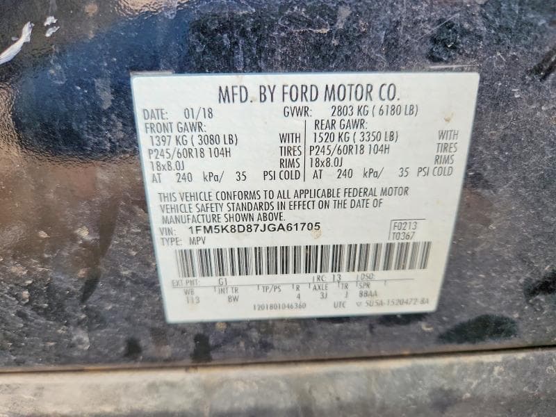 2018 FORD EXPLORER XLT XLT 13