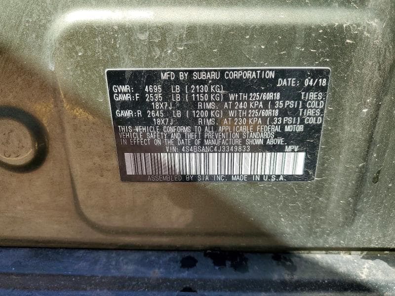 2018 SUBARU OUTBACK 2.5I LIMITED 13