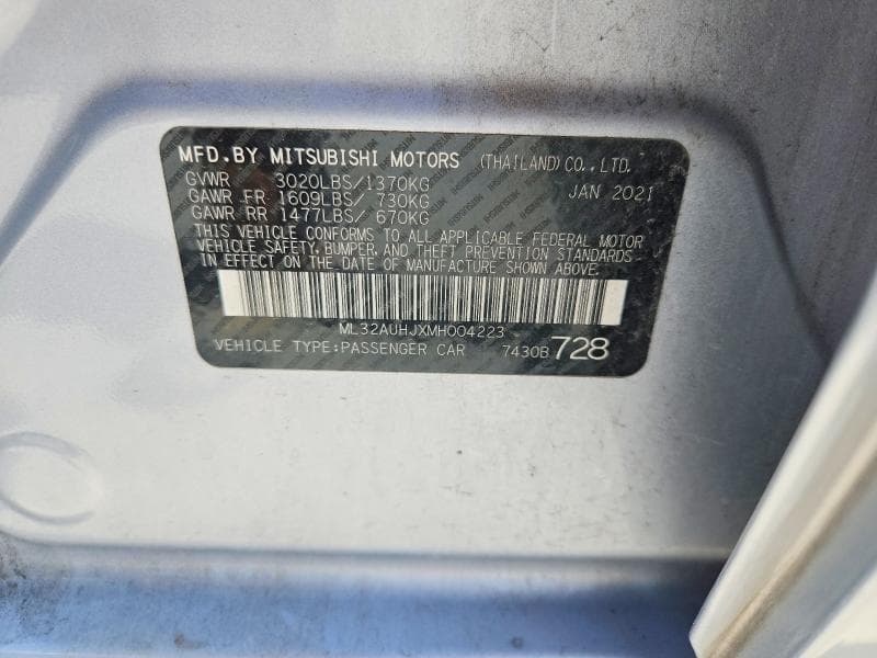 2021 MITSUBISHI MIRAGE ES 12