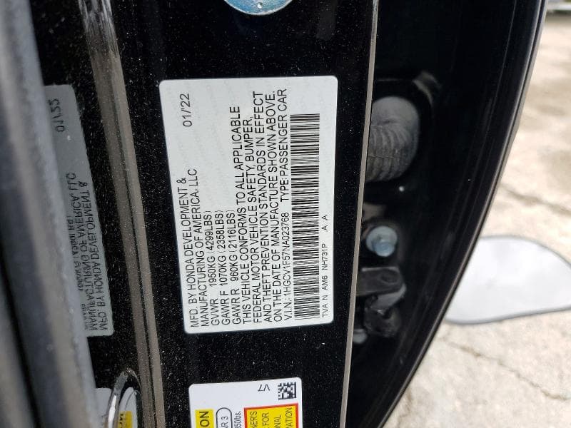 2022 HONDA ACCORD EXL 12
