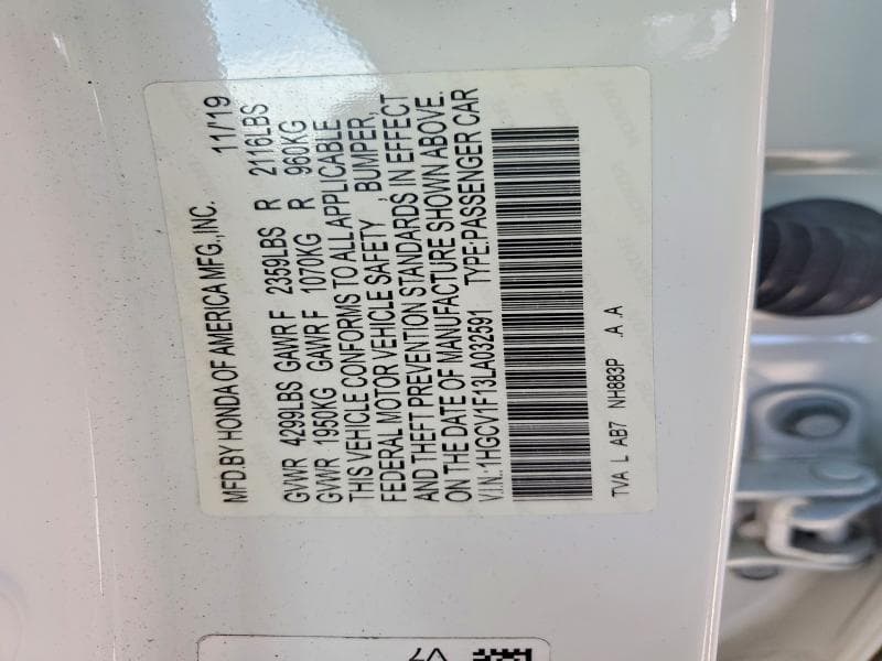 2020 HONDA ACCORD LX LX 13