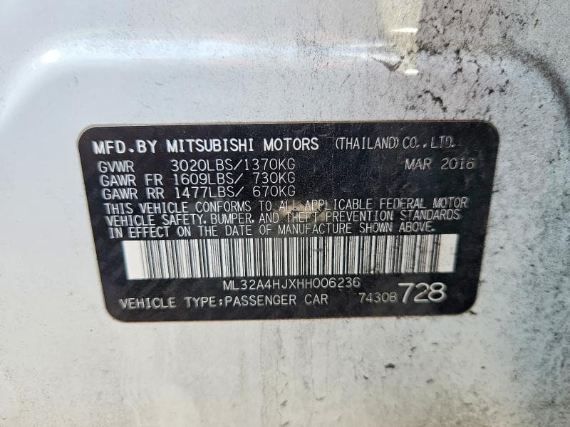 2017 MITSUBISHI MIRAGE SE 12