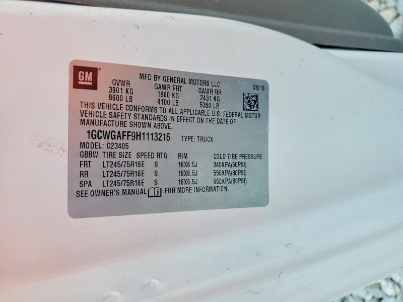 2017 CHEVROLET EXPRESS G2500 12