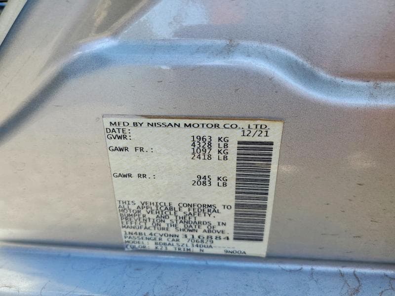 2022 NISSAN ALTIMA SR 13