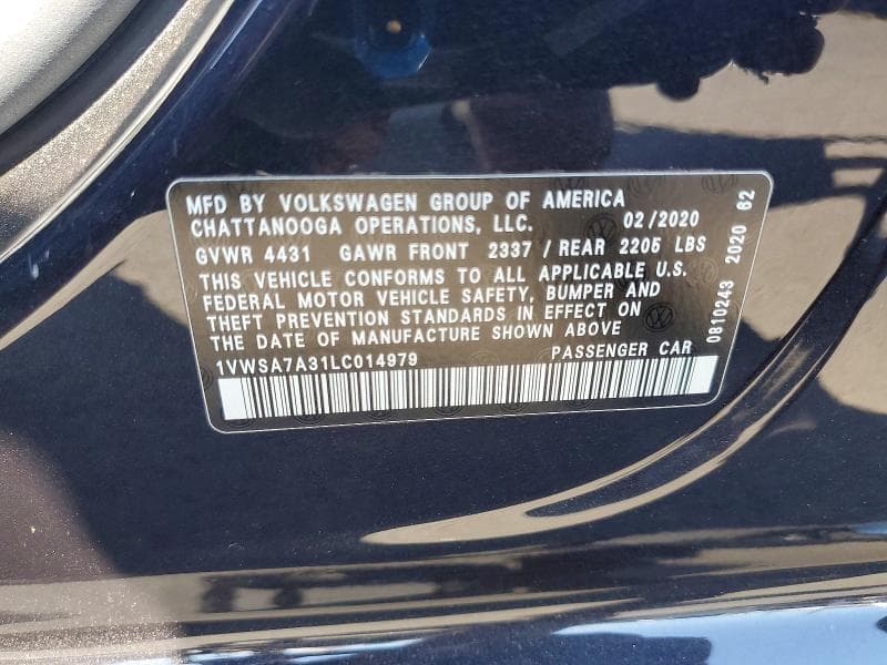 2020 VOLKSWAGEN PASSAT SE 12