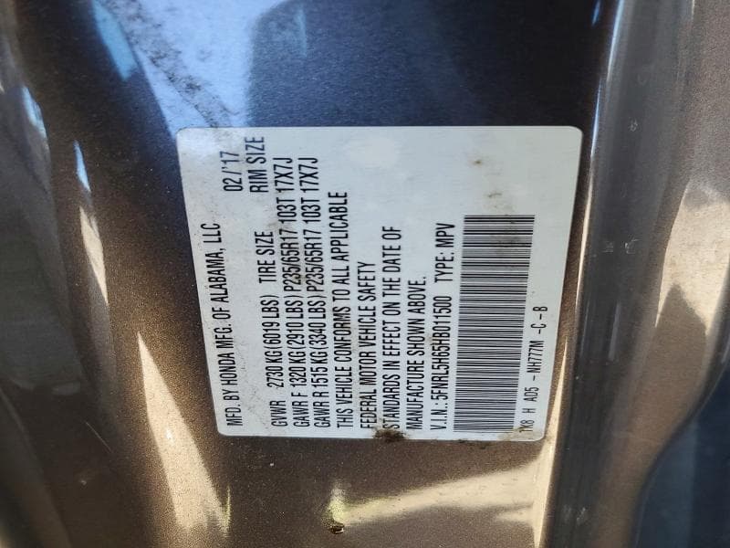 2017 HONDA ODYSSEY EXL 12