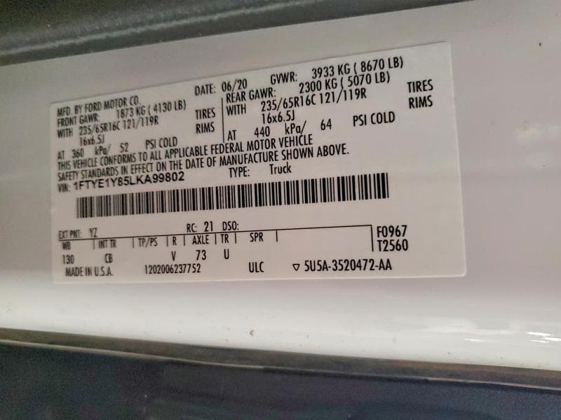 2020 FORD TRANSIT 150 DELIVERY VAN 13