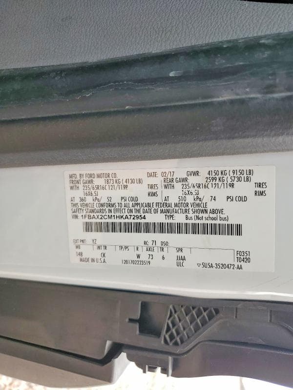 2017 FORD TRANSIT T-350 13
