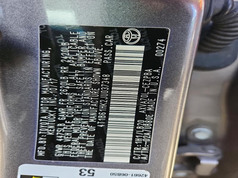 2018 TOYOTA CAMRY XSE XSE 12
