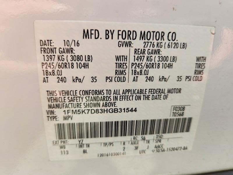 2017 FORD EXPLORER XLT XLT 13