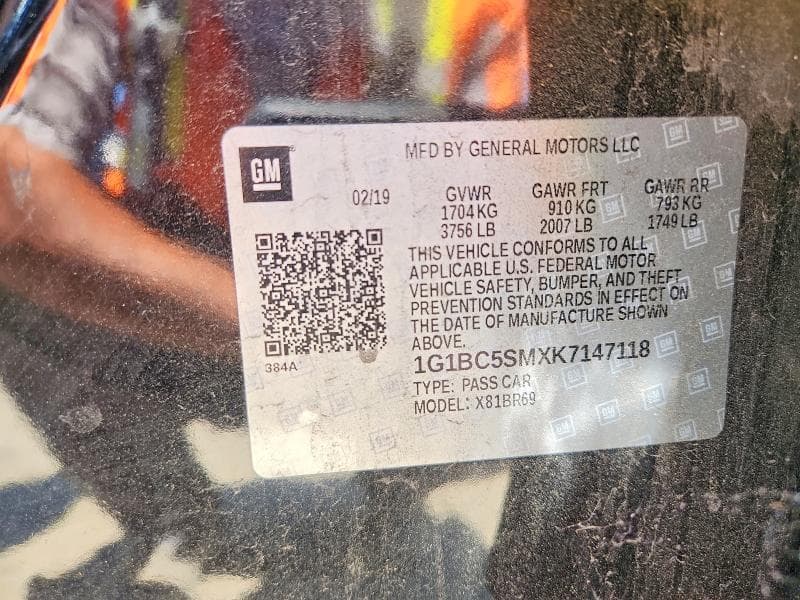 2019 CHEVROLET CRUZE LS 12
