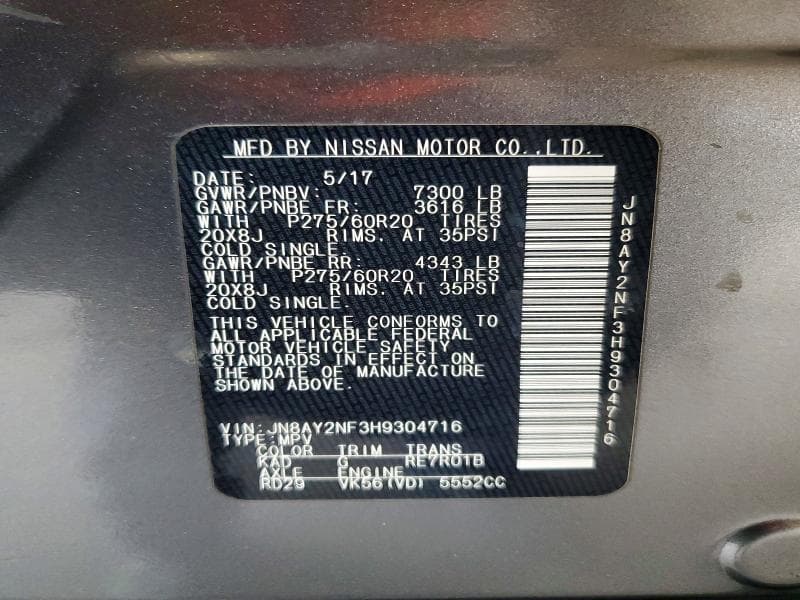 2017 NISSAN ARMADA PLATINUM PLATINUM 13