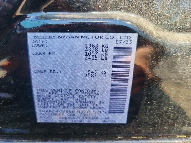 2025 NISSAN ALTIMA SR 12