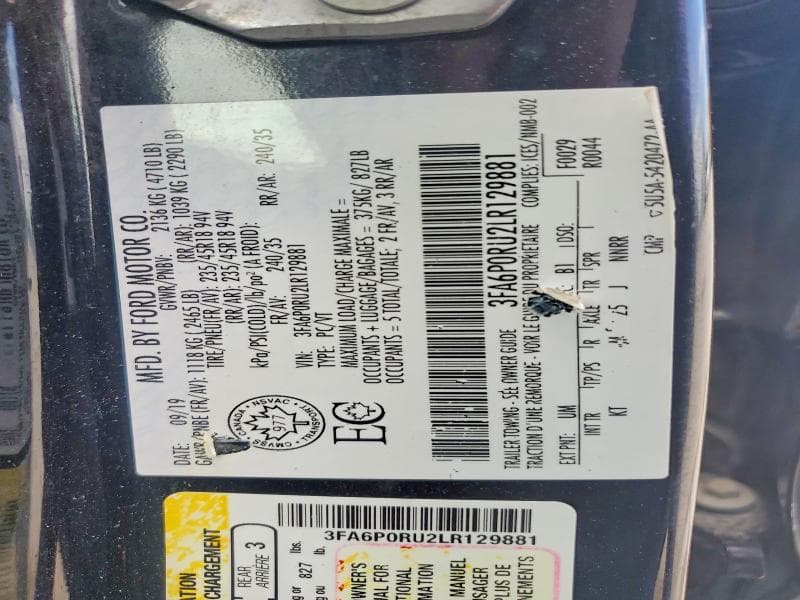 2020 FORD FUSION TITANIUM 12