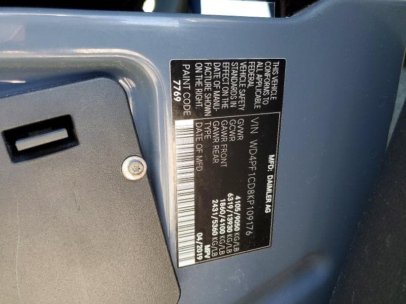 2019 MERCEDES-BENZ SPRINTER 2500 2500 12