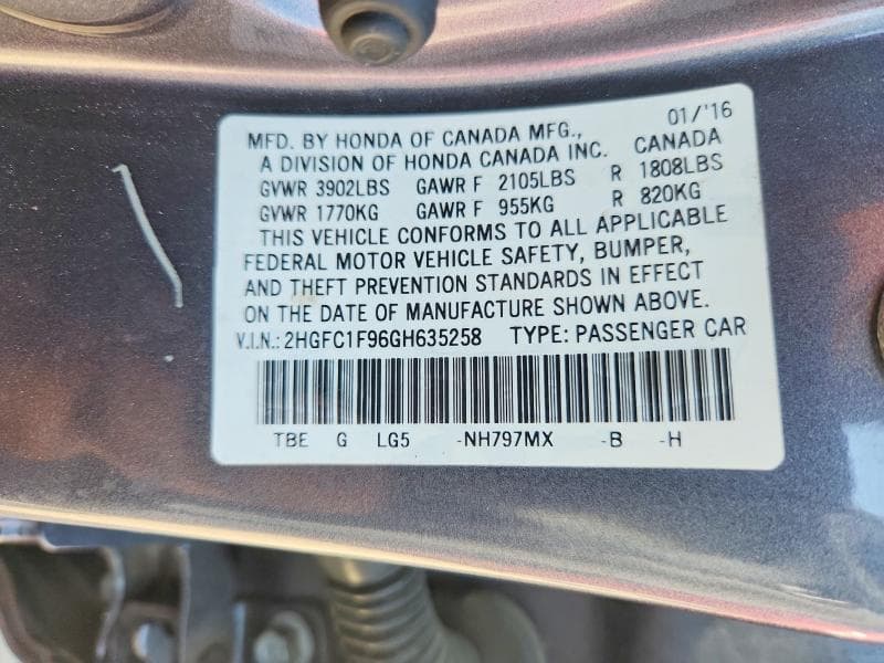 2016 HONDA CIVIC TOURING 13