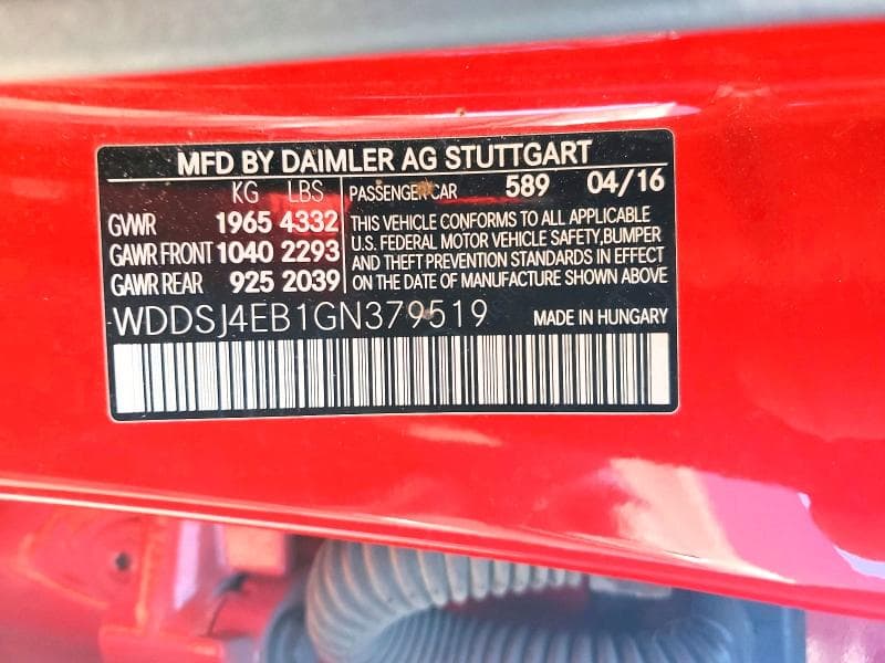 2016 MERCEDES-BENZ CLA 250 250 12
