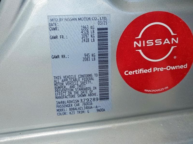 2025 NISSAN ALTIMA SV 12