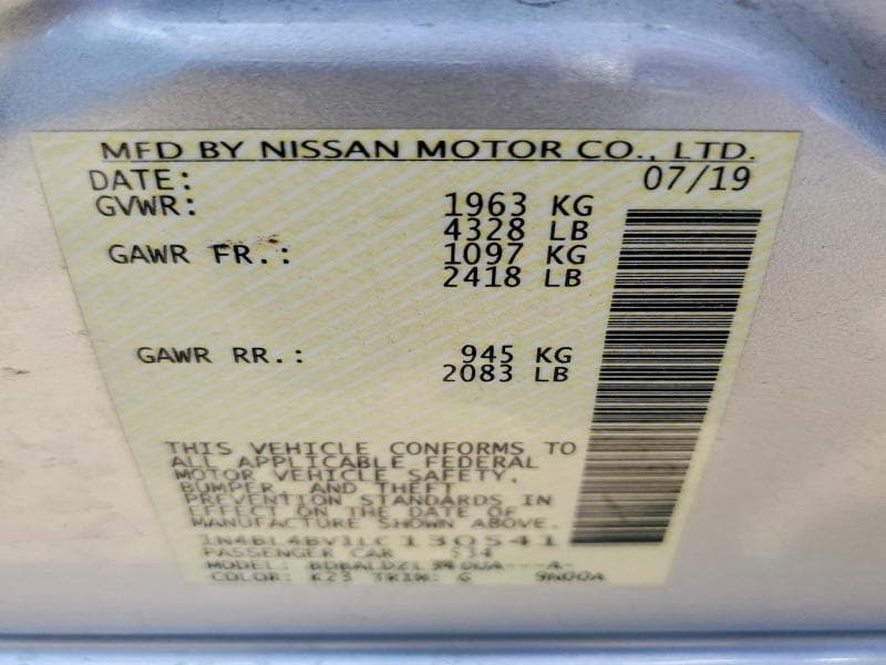 2020 NISSAN ALTIMA S 12