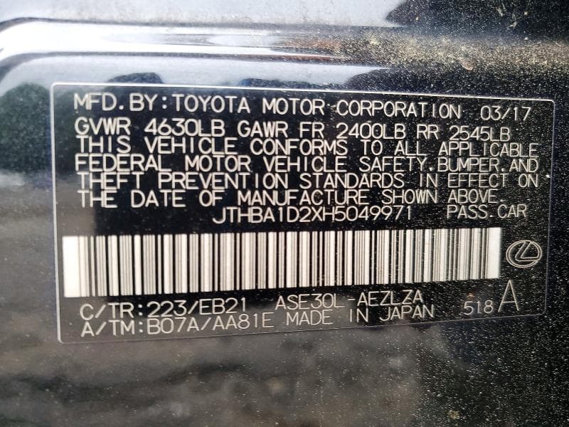 2017 LEXUS IS 200T 12