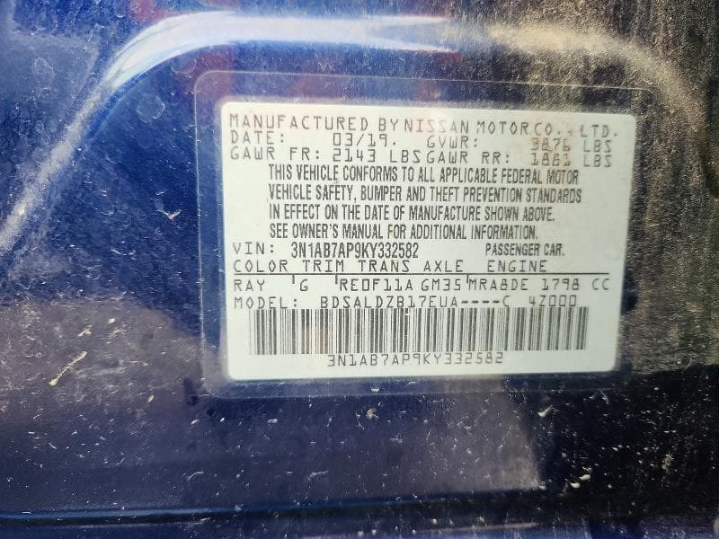 2019 NISSAN SENTRA SV 13