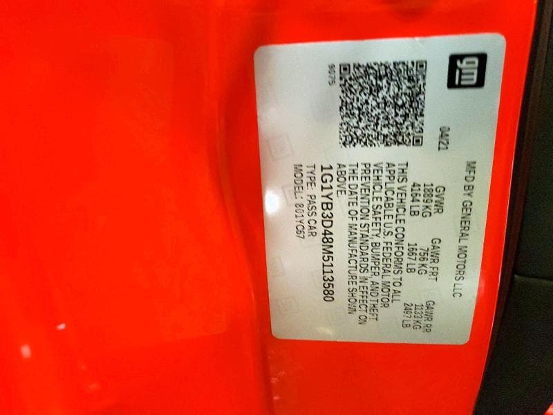 2021 CHEVROLET CORVETTE STINGRAY 2LT STINGRAY 2LT 12