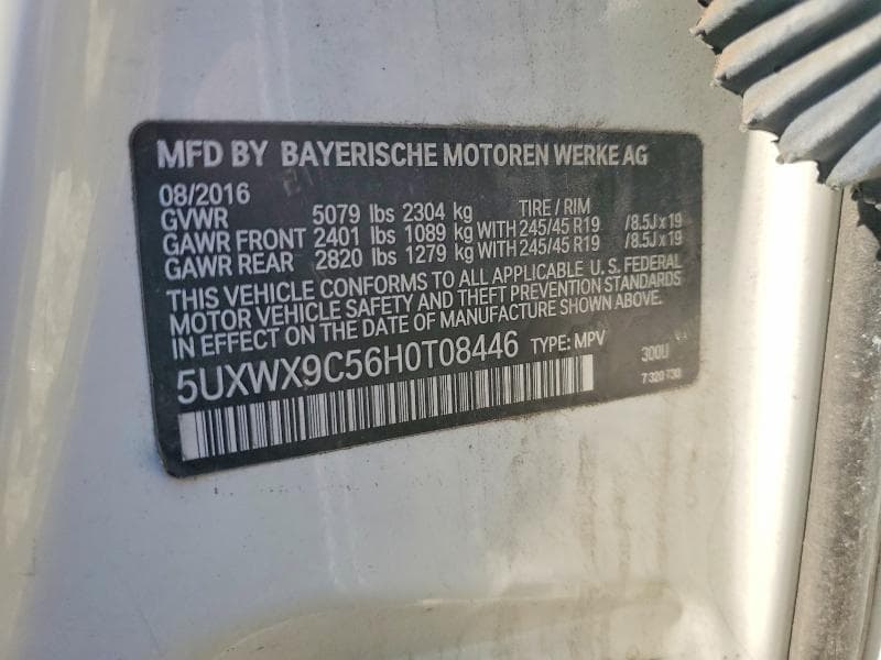 2017 BMW X3 XDRIVE28I XDRIVE28I 12