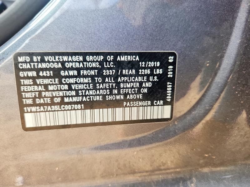 2020 VOLKSWAGEN PASSAT SE SE 12