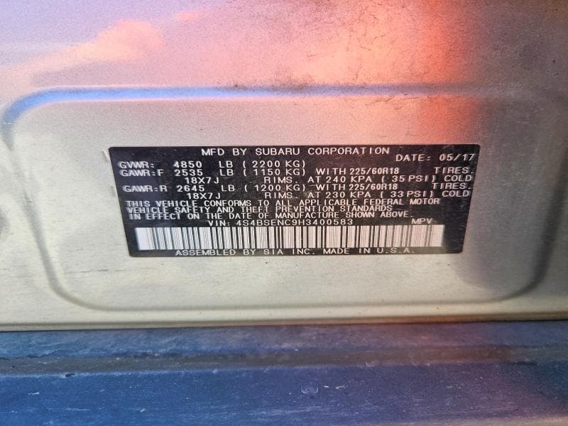 2017 SUBARU OUTBACK 3.6R LIMITED 3.6R LIMITED 14