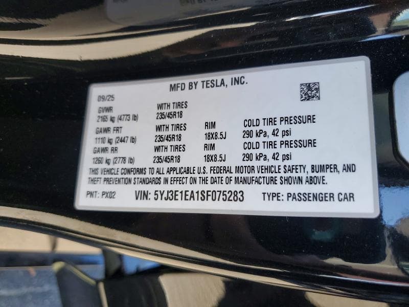 2025 TESLA MODEL 3 12