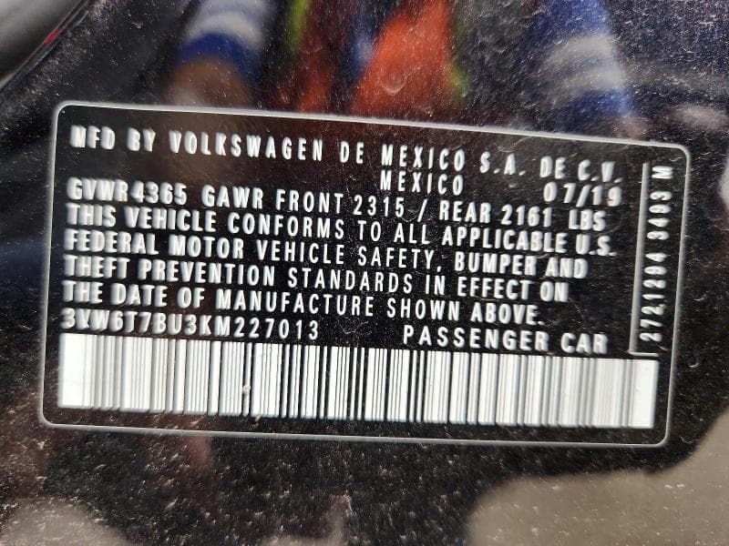 2019 VOLKSWAGEN JETTA GLI GLI 12