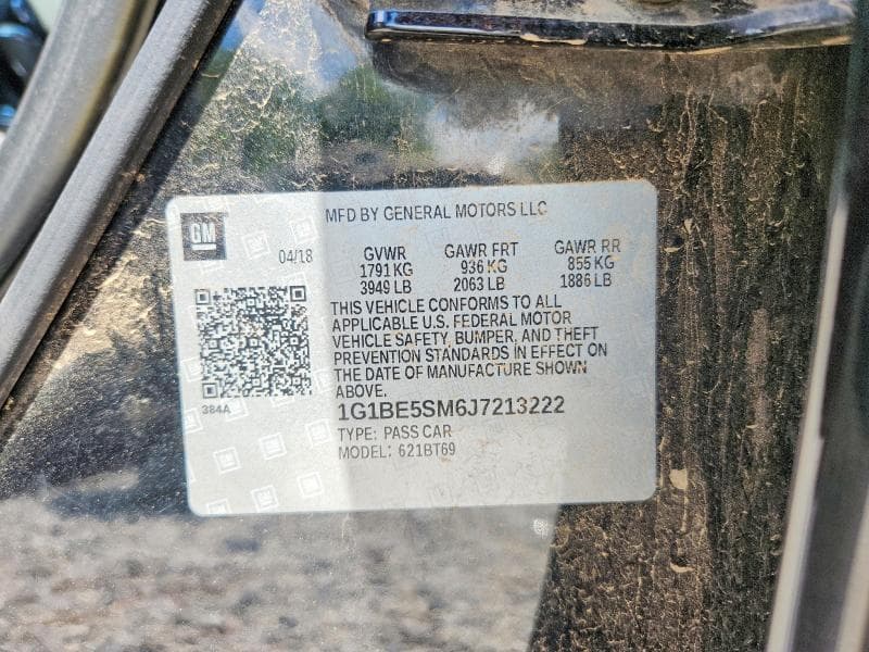 2018 CHEVROLET CRUZE LT LT 12