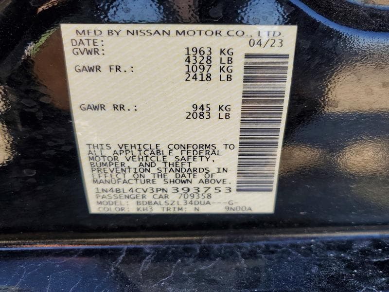 2023 NISSAN ALTIMA SR 12