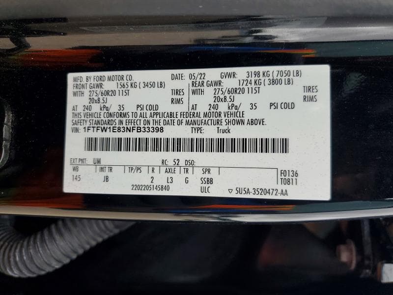 2022 FORD F150 SUPERCREW SUPERCREW 12