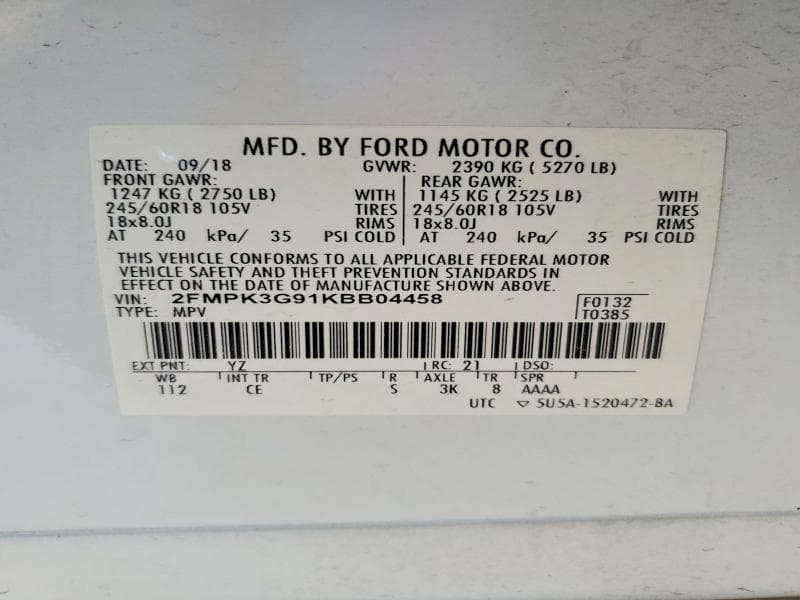 2019 FORD EDGE SE 12