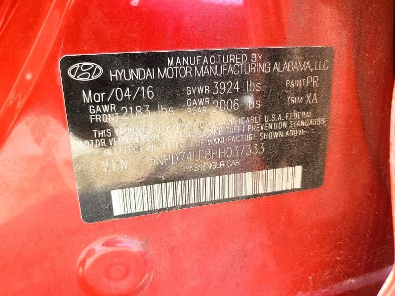 2017 HYUNDAI ELANTRA SE 12