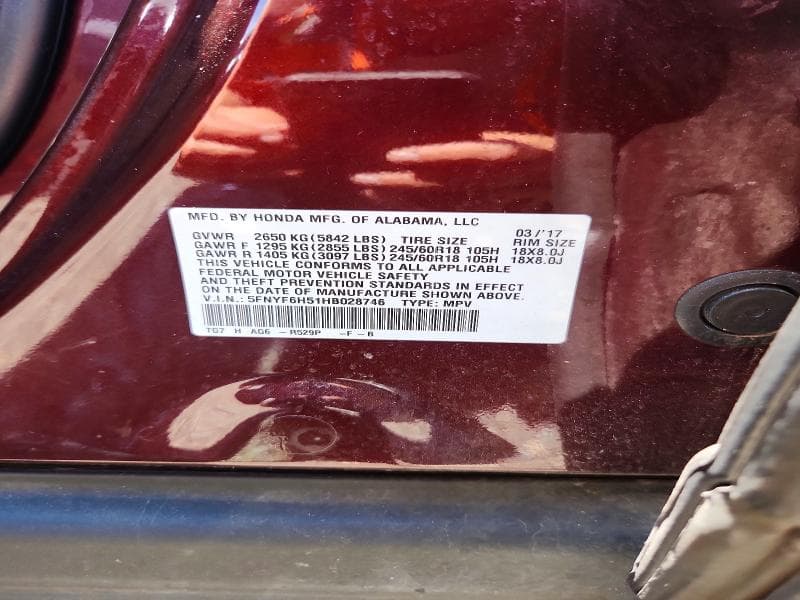 2017 HONDA PILOT EXL 13