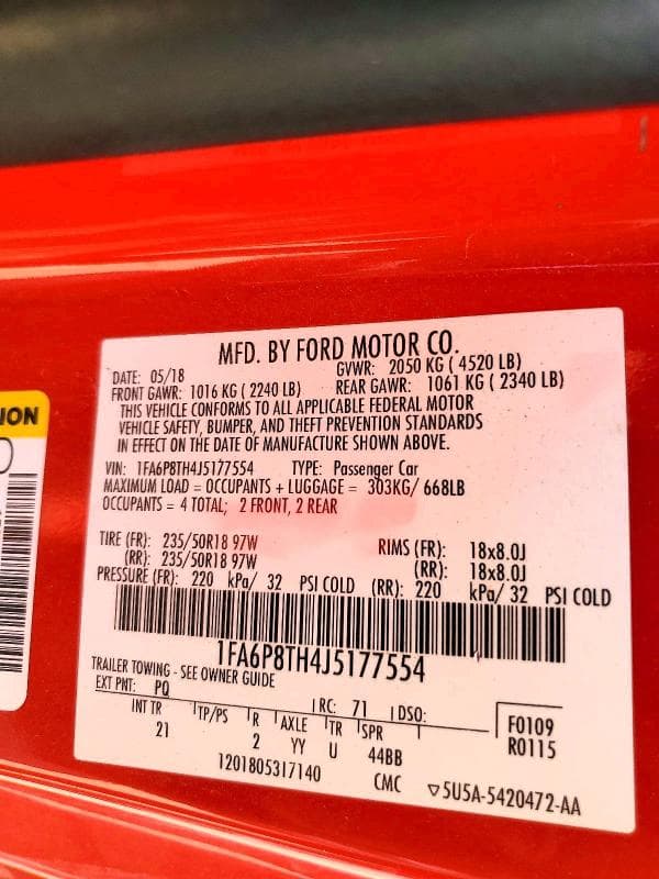 2018 FORD MUSTANG 12