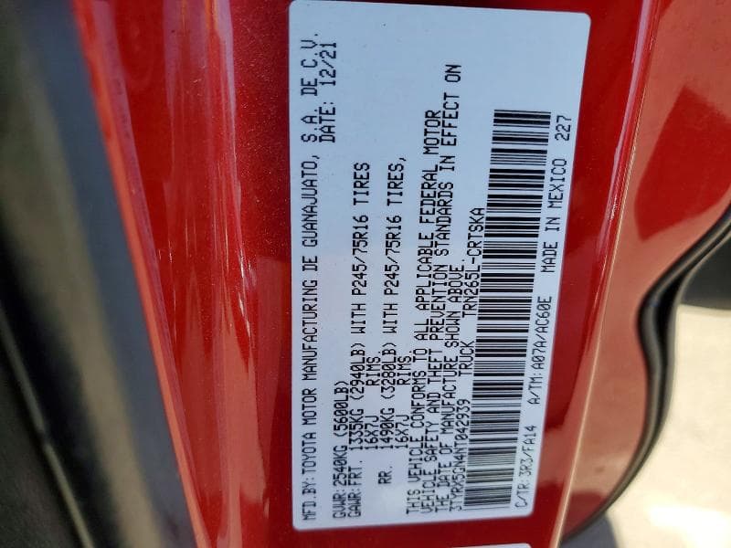 2022 TOYOTA TACOMA SR 12