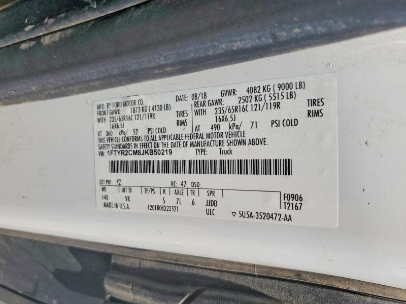 2018 FORD TRANSIT T-250 14