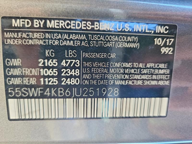 2018 MERCEDES-BENZ C 300 4MATIC 300 4MATIC 12