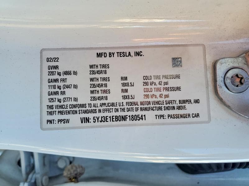 2022 TESLA MODEL 3 13