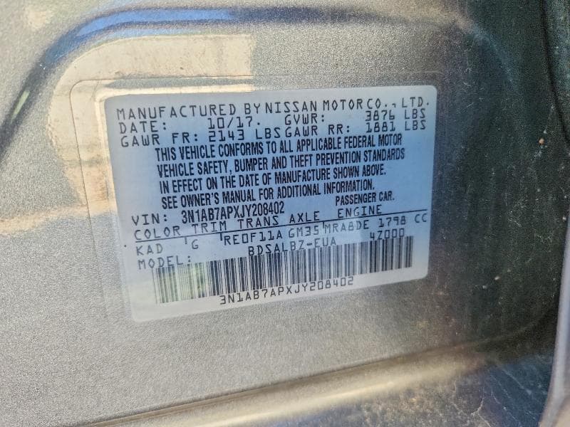 2018 NISSAN SENTRA S 12