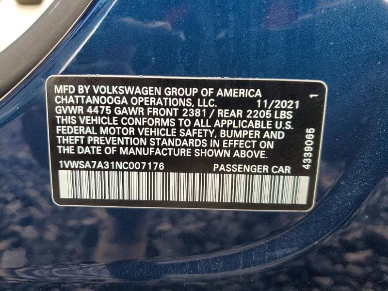 2022 VOLKSWAGEN PASSAT SE 12