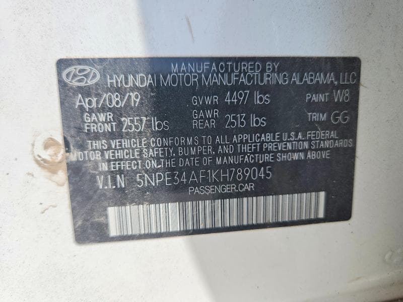 2019 HYUNDAI SONATA SEL 12