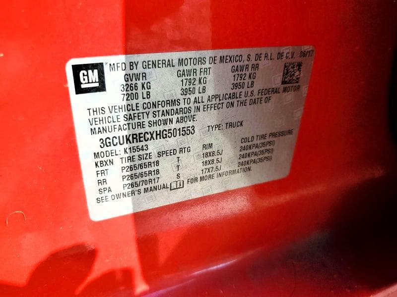 2017 CHEVROLET SILVERADO K1500 LT K1500 LT 12